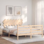 vidaXL Cadru de pat cu tăblie, king size, lemn masiv vidaXL Cadru de pat cu tăblie, king size, lemn masiv
