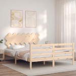vidaXL Cadru de pat cu tăblie, king size, lemn masiv vidaXL Cadru de pat cu tăblie, king size, lemn masiv