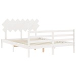 vidaXL Cadru de pat cu tăblie, alb, king size, lemn masiv vidaXL Cadru de pat cu tăblie, alb, king size, lemn masiv