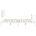 vidaXL Cadru de pat cu tăblie, alb, king size, lemn masiv vidaXL Cadru de pat cu tăblie, alb, king size, lemn masiv