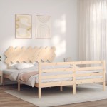 vidaXL Cadru de pat cu tăblie, 160x200 cm, lemn masiv