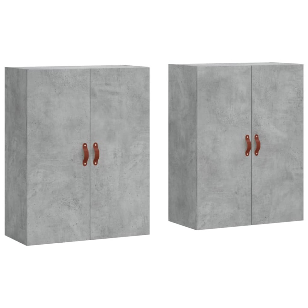 vidaXL Dulap cu montaj pe perete, 2 buc, gri beton, 69,5x34x90 cm