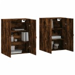 vidaXL Dulapuri montate pe perete, 2 buc, stejar afumat, 69,5x34x90 cm