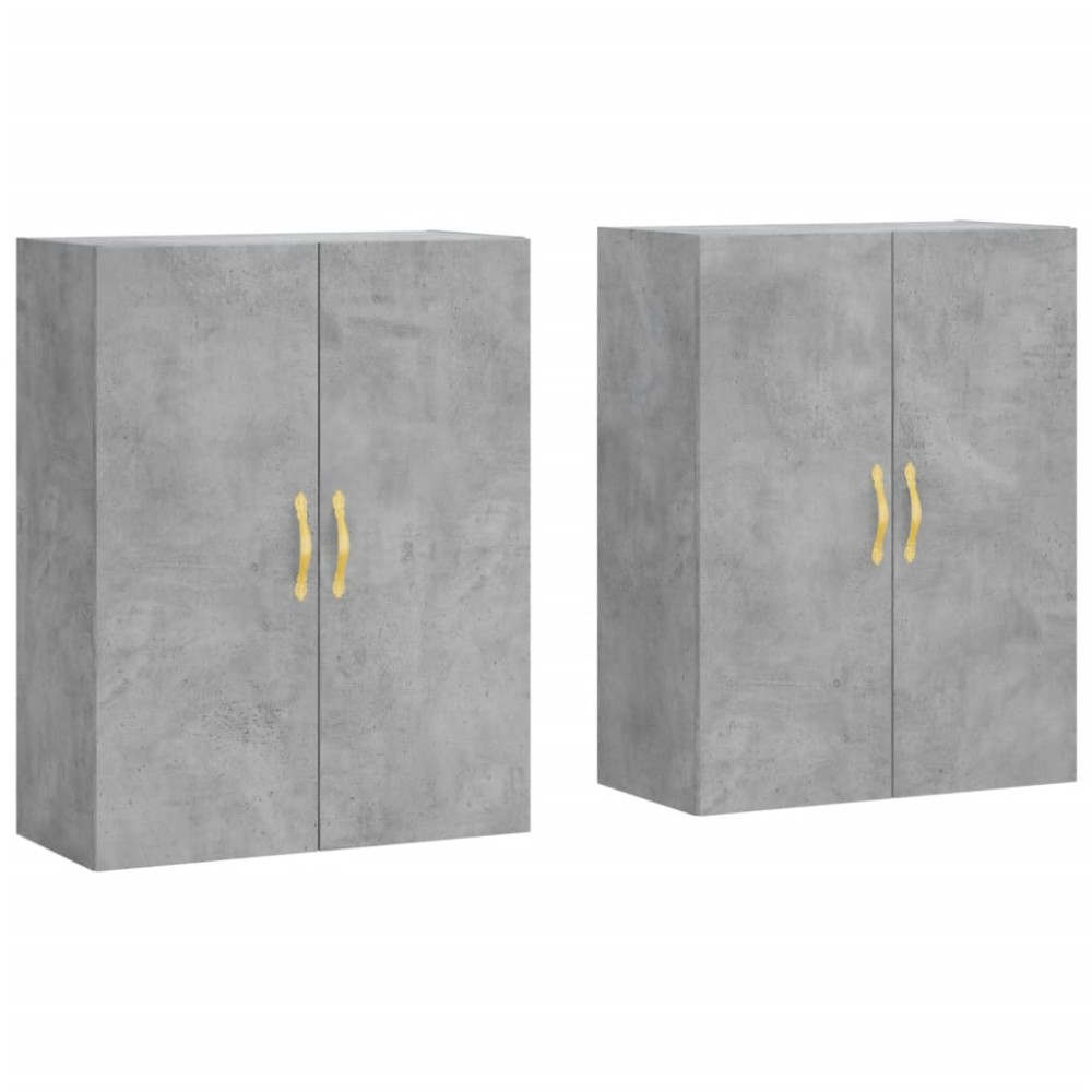 vidaXL Dulap cu montaj pe perete, 2 buc, gri beton, 69,5x34x90 cm