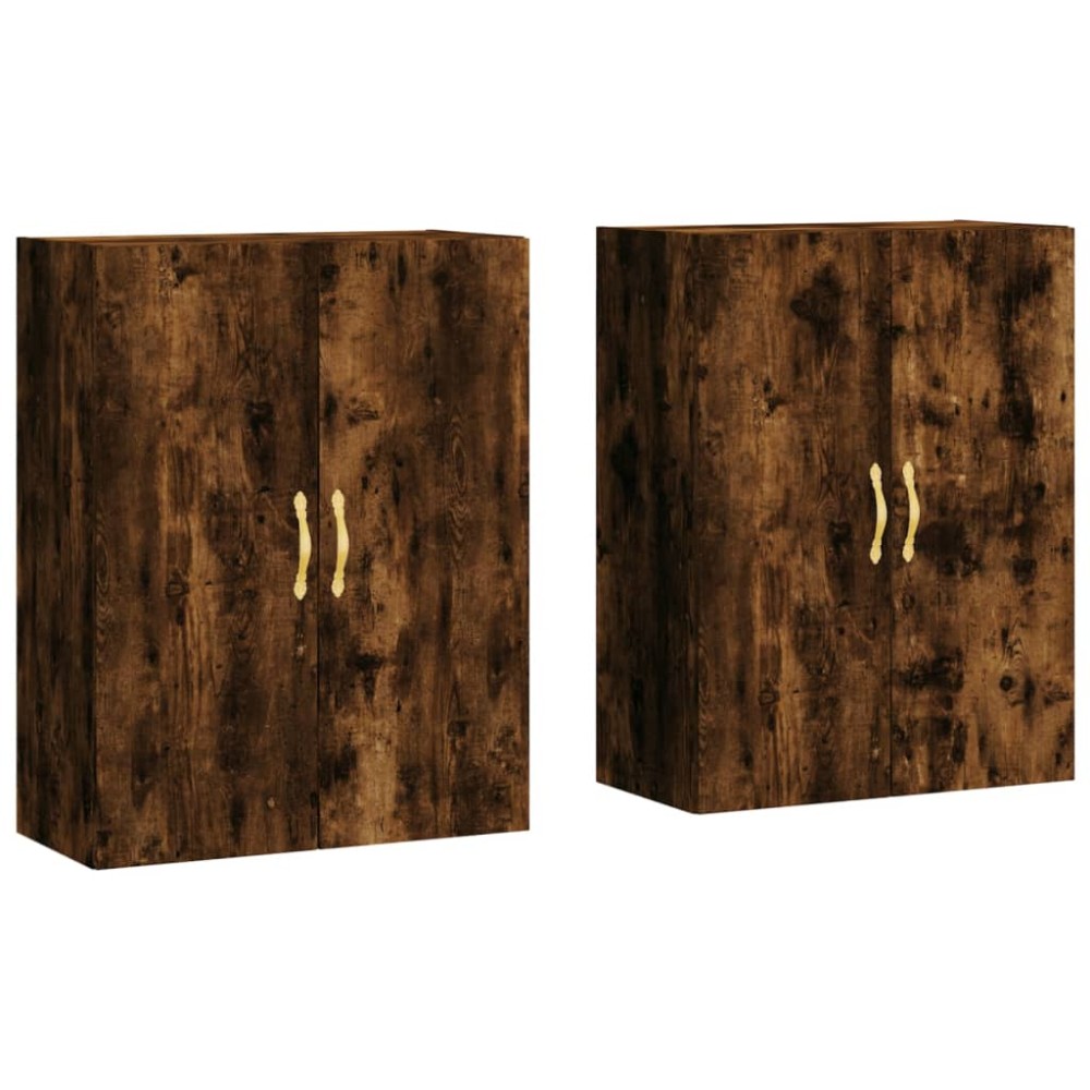 vidaXL Dulapuri montate pe perete, 2 buc, stejar afumat, 69,5x34x90 cm