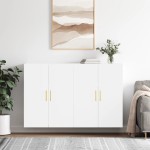 vidaXL Dulapuri cu montaj pe perete, 2 buc, alb, 69,5x34x90 cm