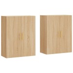 vidaXL Dulapuri montate pe perete, 2 buc, stejar sonoma, 69,5x34x90 cm