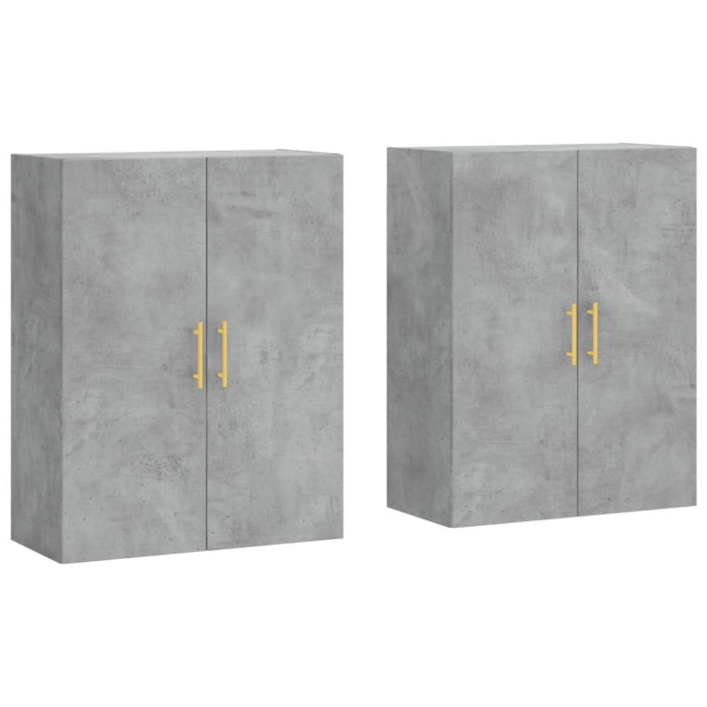 vidaXL Dulap cu montaj pe perete, 2 buc, gri beton, 69,5x34x90 cm