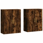 vidaXL Dulapuri montate pe perete, 2 buc, stejar afumat, 69,5x34x90 cm