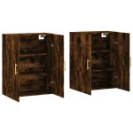 vidaXL Dulapuri montate pe perete, 2 buc, stejar afumat, 69,5x34x90 cm