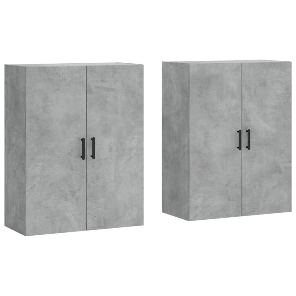 vidaXL Dulap cu montaj pe perete, 2 buc, gri beton, 69,5x34x90 cm