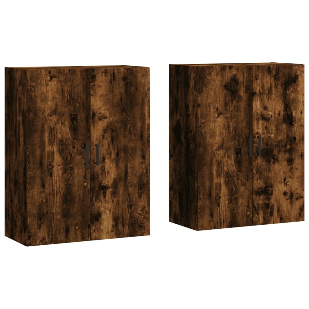 vidaXL Dulapuri montate pe perete, 2 buc, stejar afumat, 69,5x34x90 cm