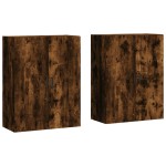 vidaXL Dulapuri montate pe perete, 2 buc, stejar afumat, 69,5x34x90 cm