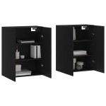 vidaXL Dulapuri cu montaj pe perete, 2 buc, negru, 69,5x34x90 cm