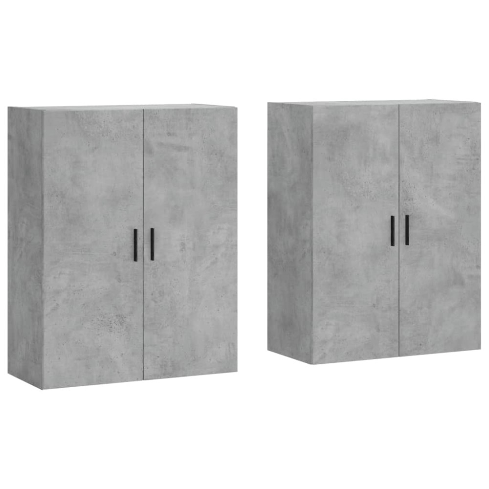 vidaXL Dulap cu montaj pe perete, 2 buc, gri beton, 69,5x34x90 cm