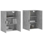 vidaXL Dulap cu montaj pe perete, 2 buc, gri beton, 69,5x34x90 cm