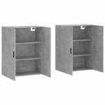 vidaXL Dulap cu montaj pe perete, 2 buc, gri beton, 69,5x34x90 cm