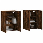 vidaXL Dulapuri montate pe perete, 2 buc, stejar afumat, 69,5x34x90 cm