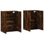 vidaXL Dulapuri montate pe perete, 2 buc, stejar afumat, 69,5x34x90 cm