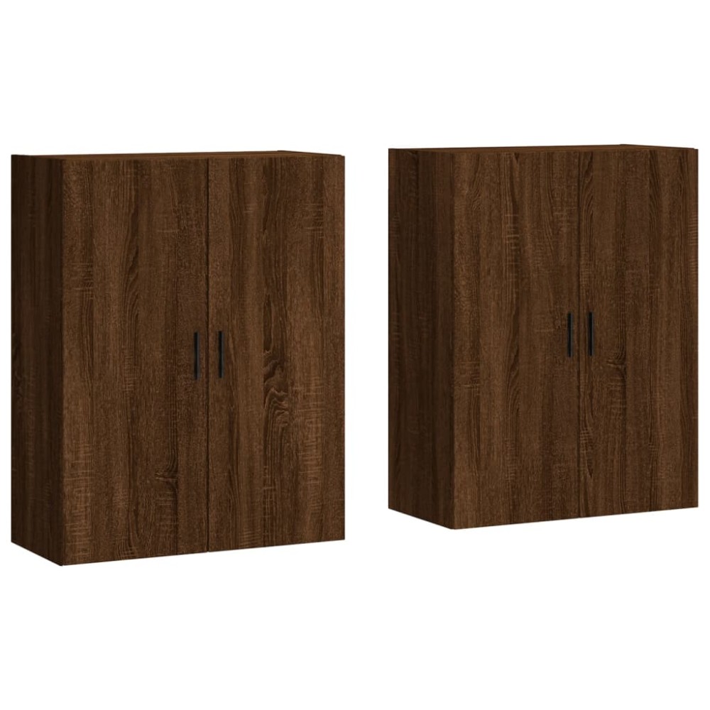 vidaXL Dulapuri montate pe perete, 2 buc, stejar maro, 69,5x34x90 cm