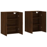 vidaXL Dulapuri montate pe perete, 2 buc, stejar maro, 69,5x34x90 cm