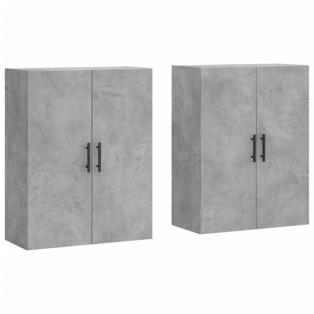 vidaXL Dulap cu montaj pe perete, 2 buc, gri beton, 69,5x34x90 cm