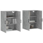 vidaXL Dulap cu montaj pe perete, 2 buc, gri beton, 69,5x34x90 cm