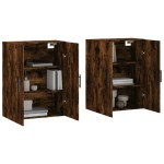 vidaXL Dulapuri montate pe perete, 2 buc, stejar afumat, 69,5x34x90 cm