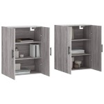vidaXL Dulapuri montate pe perete, 2 buc, gri sonoma, 69,5x34x90 cm