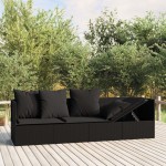 vidaXL Pat de exterior cu perne, negru, poliratan vidaXL Pat de exterior cu perne, negru, poliratan