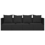 vidaXL Pat de exterior cu perne, negru, poliratan vidaXL Pat de exterior cu perne, negru, poliratan