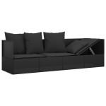 vidaXL Pat de exterior cu perne, negru, poliratan vidaXL Pat de exterior cu perne, negru, poliratan
