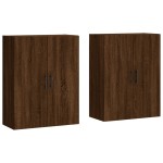 vidaXL Dulapuri montate pe perete, 2 buc, stejar maro, 69,5x34x90 cm
