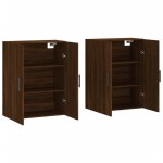 vidaXL Dulapuri montate pe perete, 2 buc, stejar maro, 69,5x34x90 cm