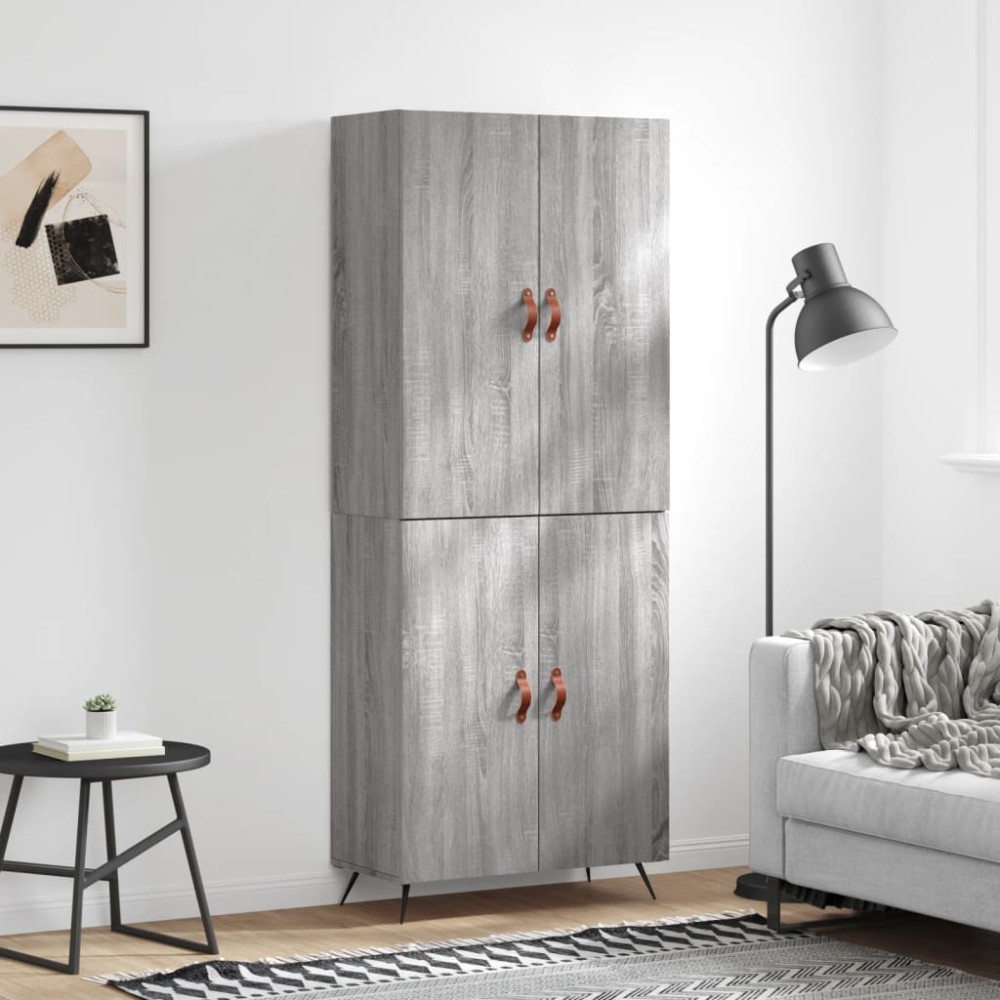 vidaXL Dulap înalt, gri sonoma, 69,5x34x180 cm, lemn compozit