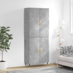 vidaXL Dulap înalt, gri beton, 69,5x34x180, lemn compozit