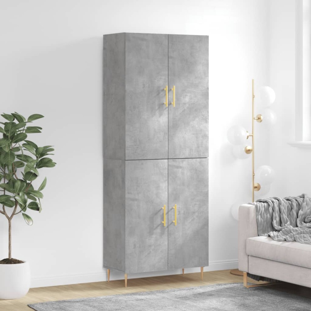 vidaXL Dulap înalt, gri beton, 69,5x34x180, lemn compozit