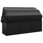 vidaXL Pat șezlong de exterior cu acoperiș și perne, negru, poliratan vidaXL Pat șezlong de exterior cu acoperiș și perne, negru, poliratan