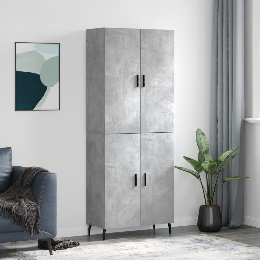 vidaXL Dulap înalt, gri beton, 69,5x34x180, lemn compozit