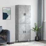 vidaXL Dulap înalt, gri beton, 69,5x34x180, lemn compozit