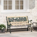vidaXL Bancă de grădină cu spătar, model trandafir, 116 cm, lemn
