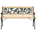 vidaXL Bancă de grădină cu spătar, model trandafir, 116 cm, lemn
