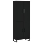 vidaXL Dulap înalt, negru, 69,5x34x180 cm, lemn compozit