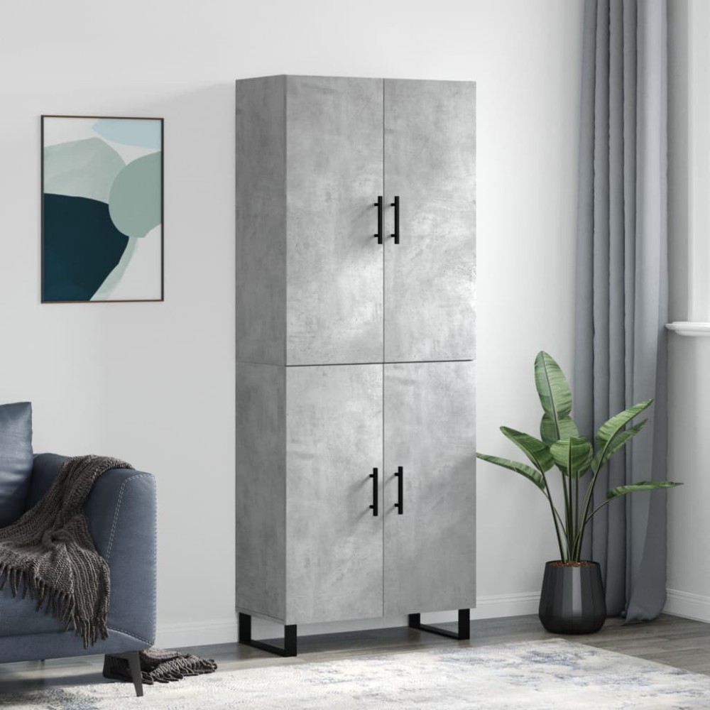 vidaXL Dulap înalt, gri beton, 69,5x34x180, lemn compozit