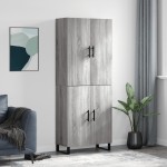 vidaXL Dulap înalt, gri sonoma, 69,5x34x180 cm, lemn compozit