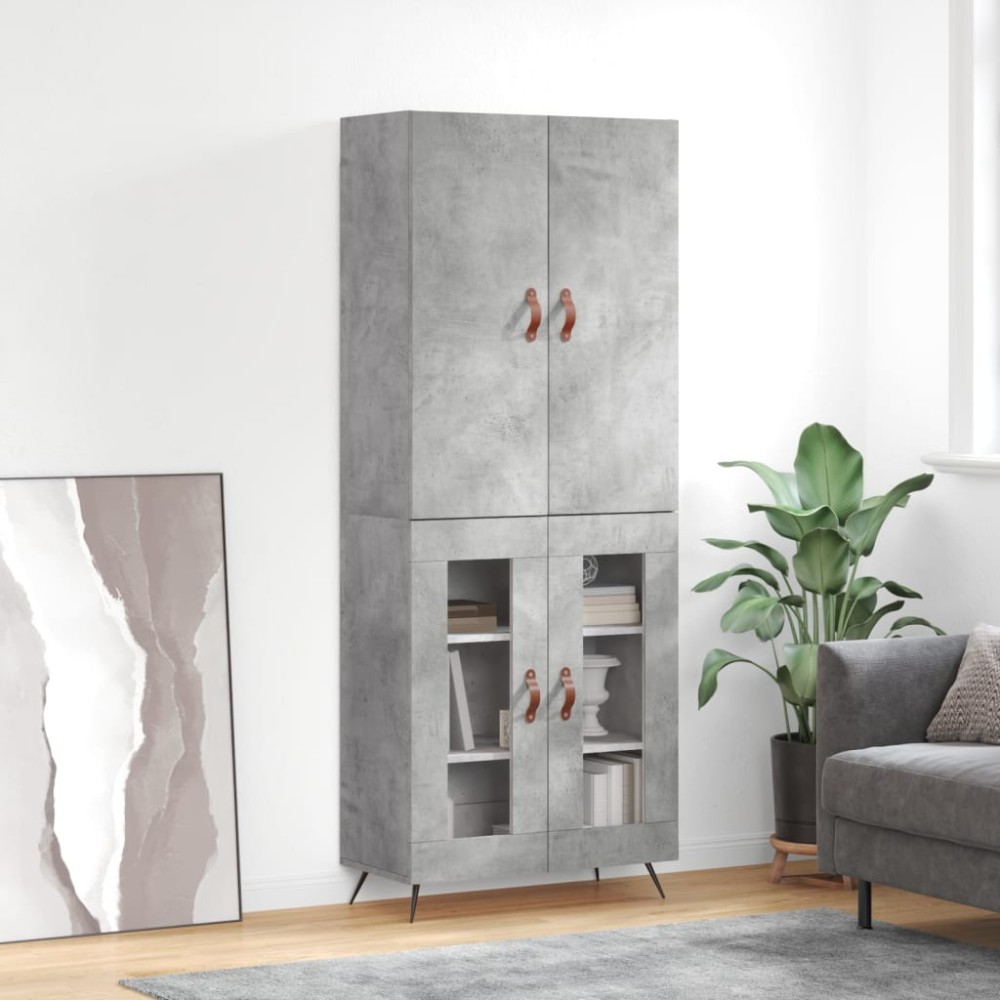 vidaXL Dulap înalt, gri beton, 69,5x34x180, lemn compozit