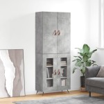 vidaXL Dulap înalt, gri beton, 69,5x34x180, lemn compozit