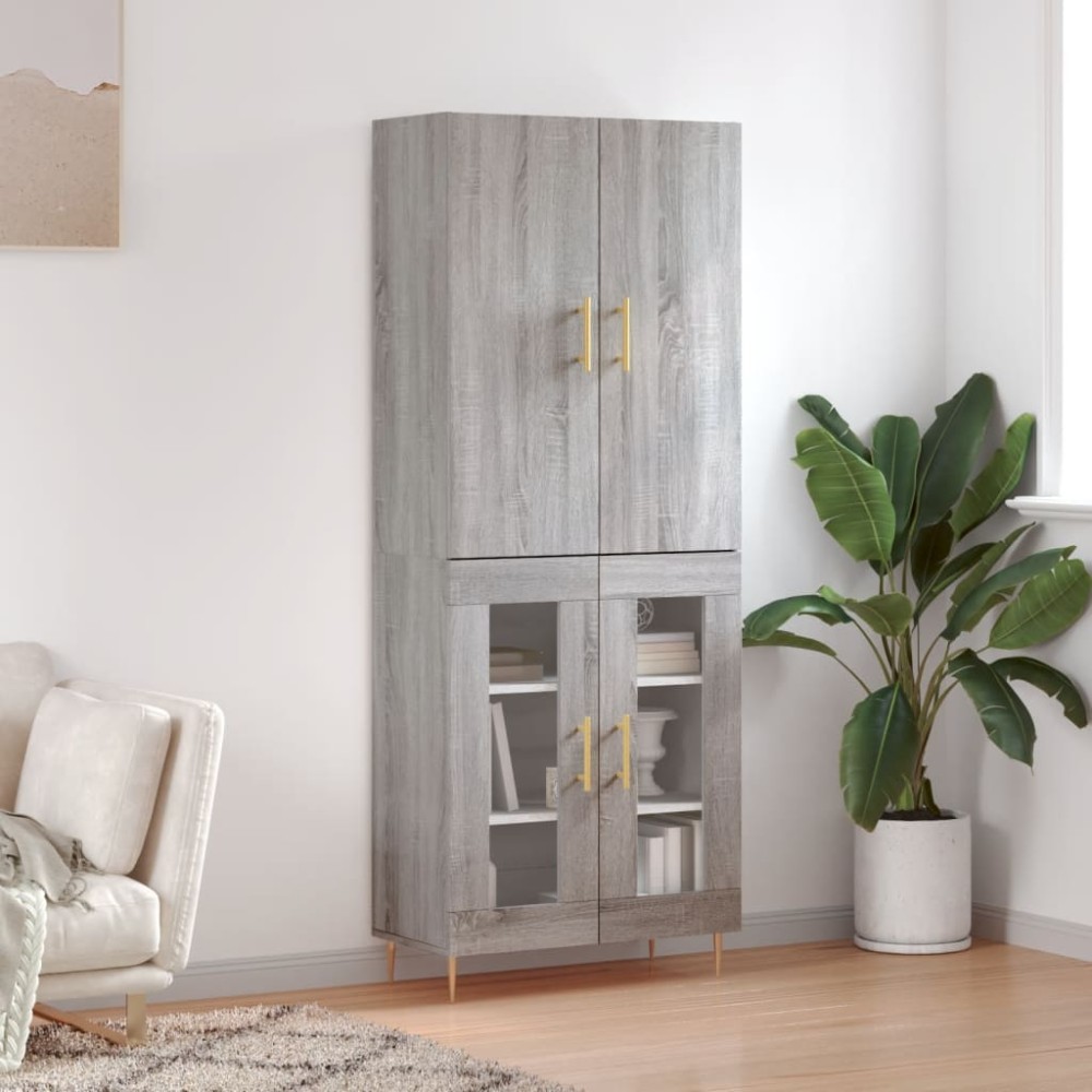 vidaXL Dulap înalt, gri sonoma, 69,5x34x180 cm, lemn compozit