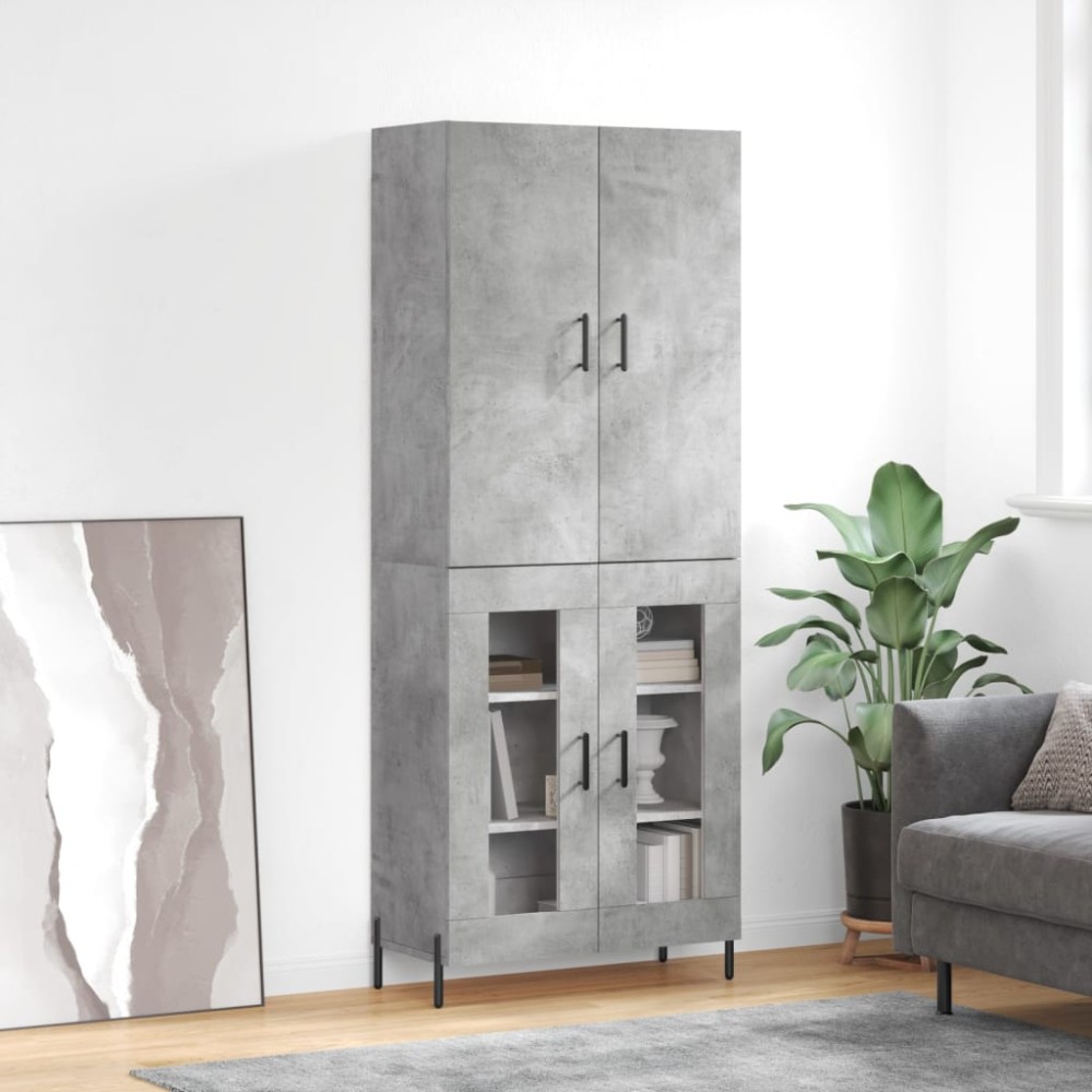 vidaXL Dulap înalt, gri beton, 69,5x34x180, lemn compozit