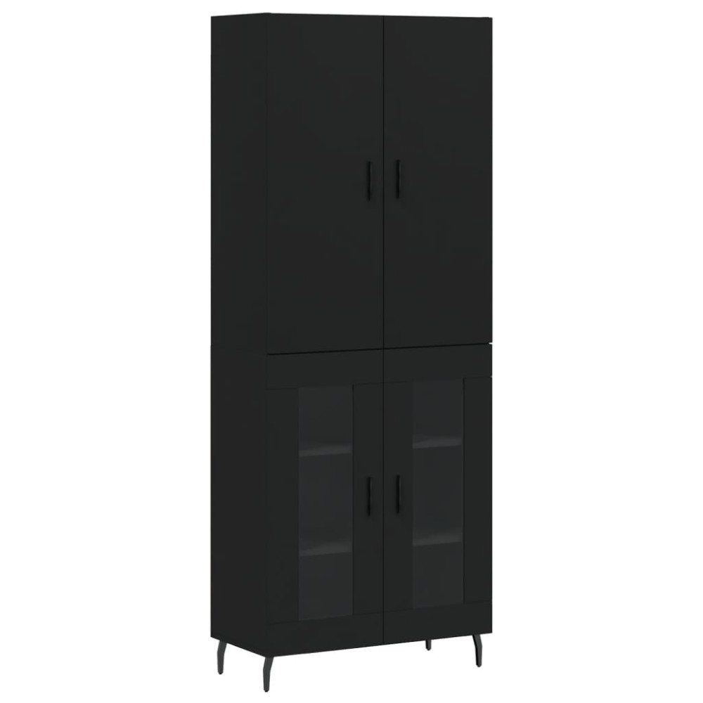 vidaXL Dulap înalt, negru, 69,5x34x180 cm, lemn compozit